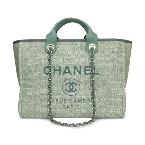 chanel green canvas bag|authentic chanel shopping bag.